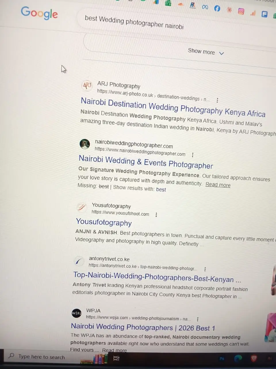 Google search results showing top ranking for Kenyan business